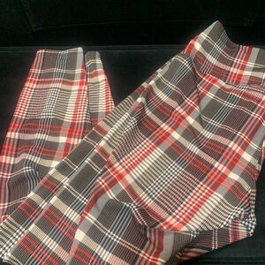 New Look Red Black White Plaid Stretch Leggings - Classic Check